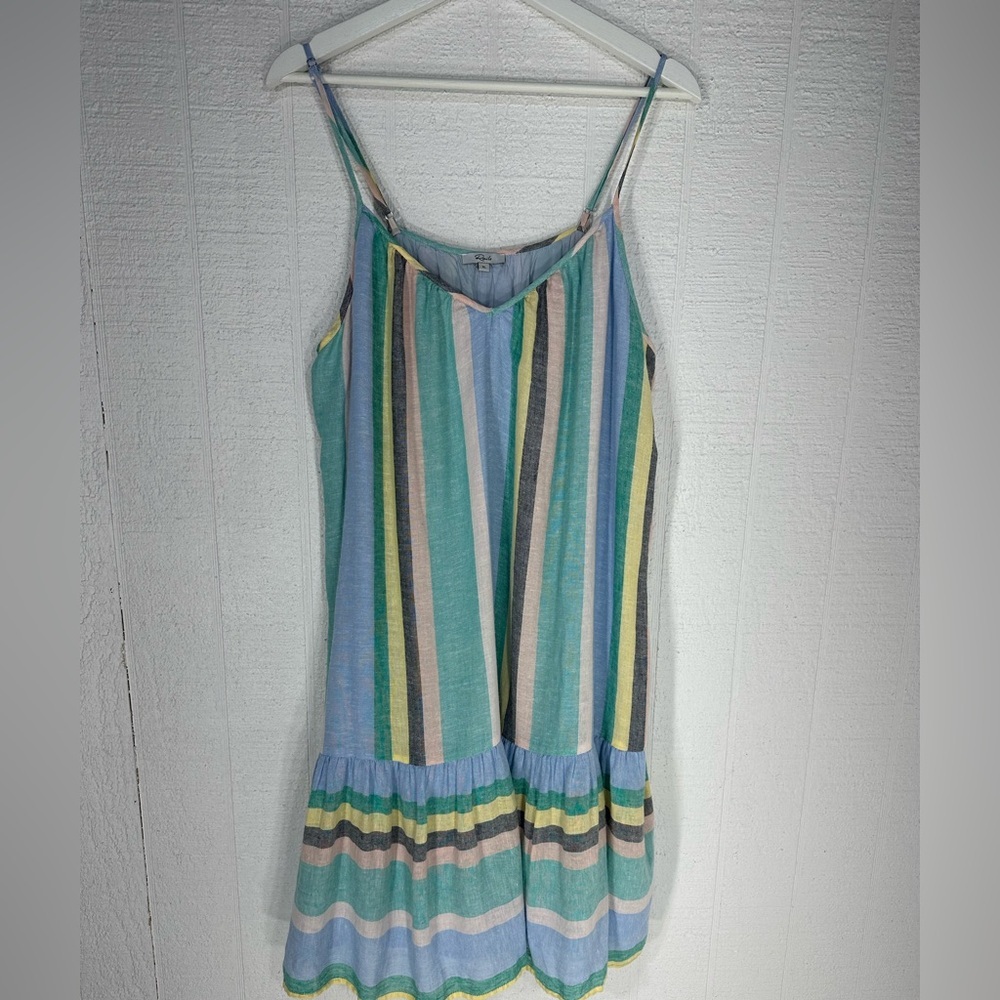 Rails Ari Dress Multi Colored Stripe Linen Blend … - image 2